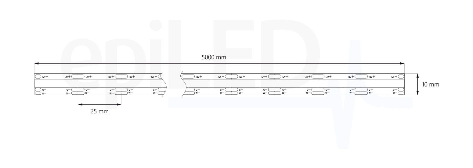 LED-streifen COB-304-CCT Abmessungen LED-streifen COB-304-CCT Abmessungen