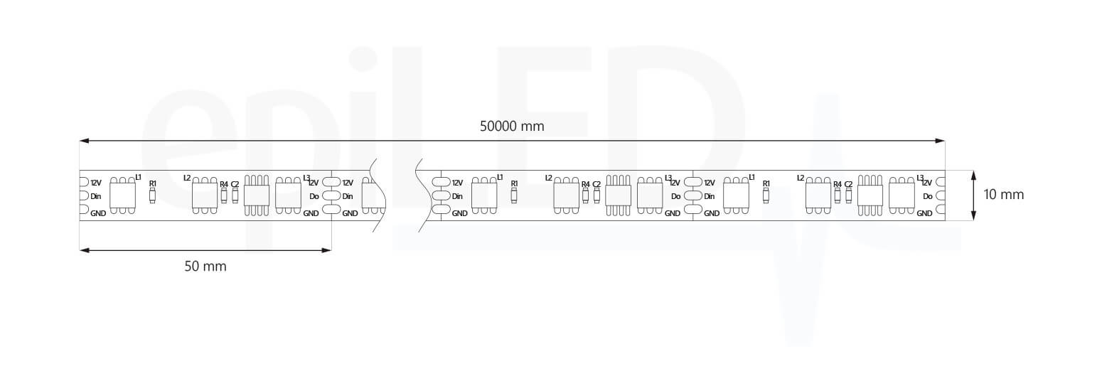 LED-streifen DigiStrip-60 Abmessungen LED-streifen DigiStrip-60 Abmessungen