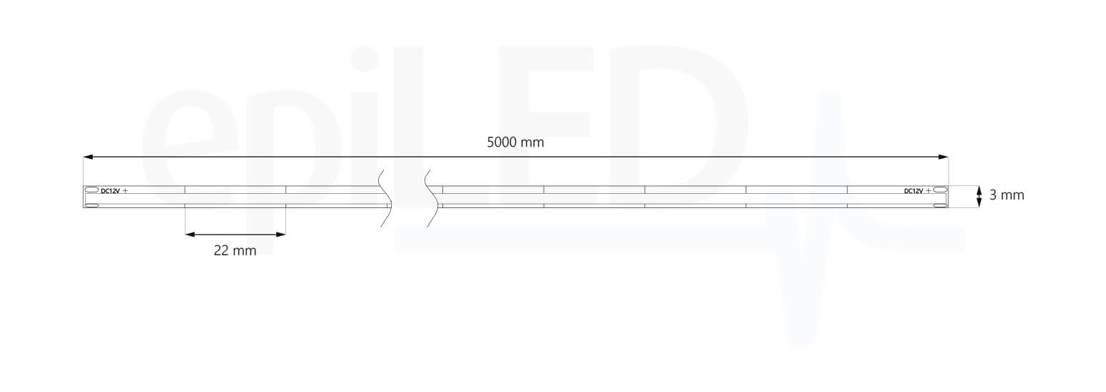 LED Strip COB-384 3mm dimensions